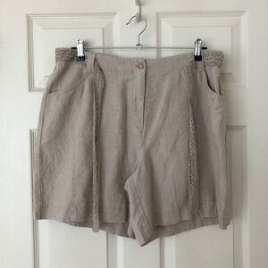 NWOT J. Jill Linen Shorts with Crochet Lace Belt Size 16